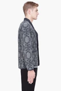 White Mountaineering Charcoal Ivy Patterned Shawl Jacket for men