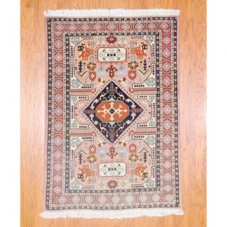 Persian Hand knotted Tabriz Peach/ Beige Wool Rug (45 x 64
