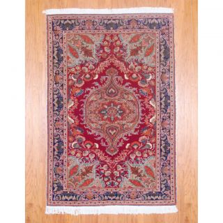 Afghan Hand knotted Vegetable Dye Red/ Blue Wool Rug (410 x 73