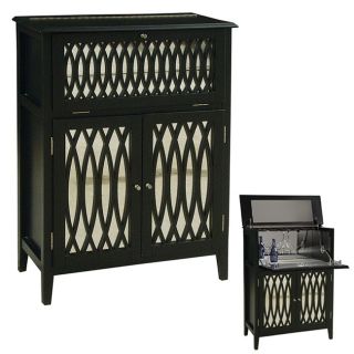 Black Painted Finish Mirrored Wine Bar Chest Compare $1,299.99 Today