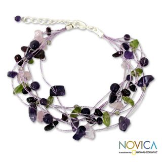 Handcrafted Multi gemstone Lilac Mousse Bracelet (Thailand) Today $