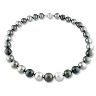 Miadora 14k Gold Black Tahitian Pearl and Diamond Accent Necklace (13