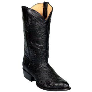 Black Classic Semi Round J Toe Handmade Mens Cowboy Boots Western
