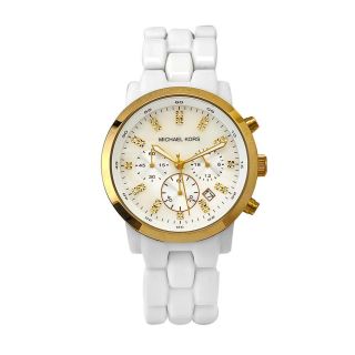 Michael Kors Womens White Acrylic And Stainless Steel Watch