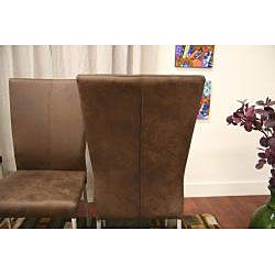 Brown Faux Distressed Suede Fabric Chairs (Set of 2)