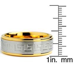 Goldplated Stainless Steel Greek Key Design Ring (8 mm)