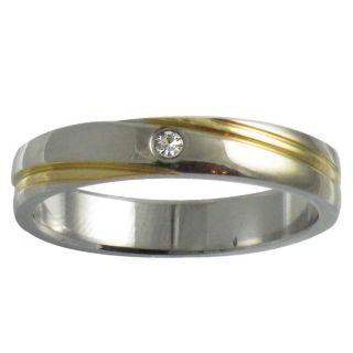 Two tone Stainless Steel Cubic Zirconia Band (3.9 mm)