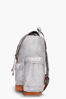 Diesel Silver Leather trimmed Fully Backy hob Backpack  for men