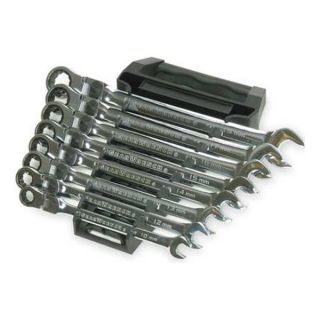 Westward 1LCD9 Ratcheting Wrench Set, Metric, 12 pt., 8 PC