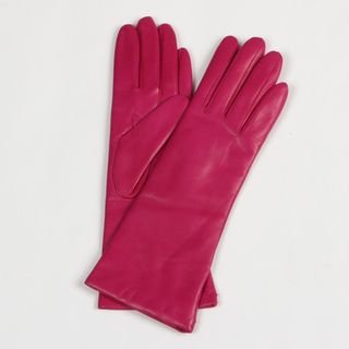 Portolano Womens Hot Pink Cashmere Lined Leather Gloves