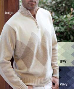 LEVRIERI Luxury Italian Argyle Cashmere Sweater