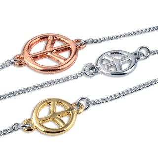 Tri tone Peace Symbol Silvertone Necklace