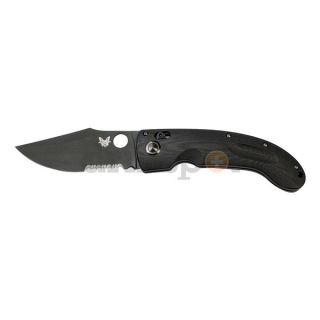 Benchmade 746SBK Folding Knife, Serrated, Clp Pt, Blk, 3 7/16