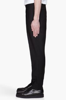 KRISVANASSCHE Black Pleated Wool And Mohair Twill Trousers for men