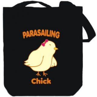 Parasailing CHICK Black Canvas Tote Bag Unisex Clothing