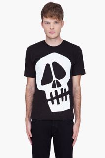 Stussy Black Big Skull Print T shirt for men