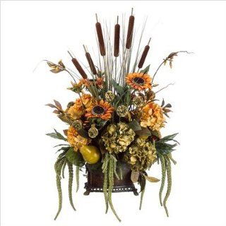 30 Hydrangea, Sunflower & Cattail Silk Arrangement  Rust
