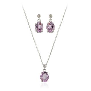 Glitzy Rocks Sterling Silver 7.8 CTW Amethyst Necklace and Earrings