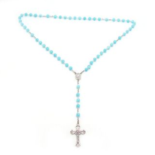Millefiori Glass Bead Rosary Sterling Silver Necklace (Thailand