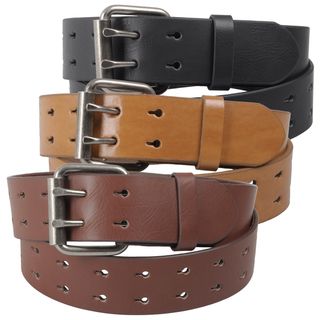 Journee Collection Womens Two Row Cut out Genuine Leather Belt