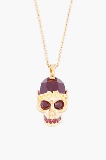 Alexander McQueen Oxblood Crystal Skull Pendant for women