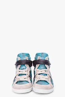 Barbara Bui Turquoise Python Skin Sneakers for women