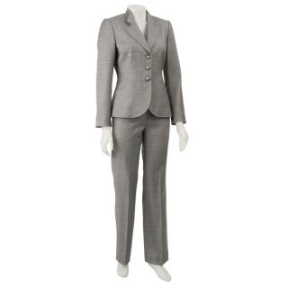 Tahari ASL Womens Grey 3 button Pant Suit