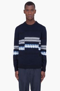 3.1 Phillip Lim Navy Houndstooth Jacquard Sweater for men