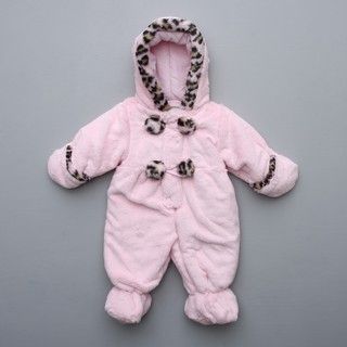 Rothschild Infant Girls Baby Pink Leopard Faux fur Pram