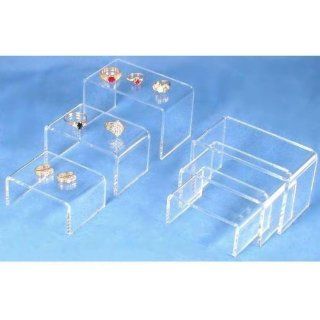 6 Clear Acrylic Jewelry Display Risers Showcase Fixtures