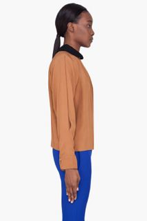 Marni Rust Wool Contrast Collar Blouse for women