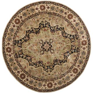 Handmade Persian Legend Soft Green/ Ivory Wool Rug (36 Round