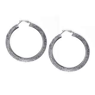 Lillith Star Silvertone Clear Crystal Hoop Earrings MSRP $58.00 Today