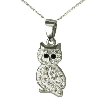 Sterling Silver Crystal Owl Necklace