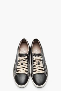 Diesel Black Leather Under Pressure Studded Sneakers for men