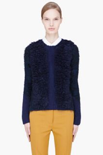 Kenzo Dark Blue Combo Shaggy Sweater for women