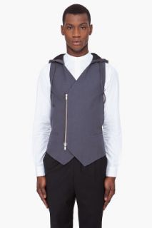 KRISVANASSCHE Grey Hooded Waist Coat for men