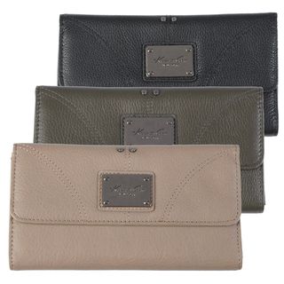 Kenneth Cole Womens Flapover Genuine Leather Clutch Wallet