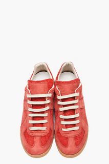 Maison Martin Margiela Brick Red Nubuck And Textile Sneakers for men