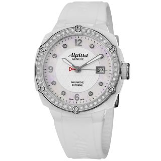 Alpina Womens Extreme White Diamond Dial White Rubber Strap Watch