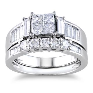 Miadora 14k White Gold 1 1/2ct TDW Diamond Bridal Ring Set (G H, I1 I2