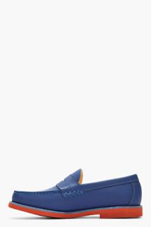 CARVEN Dark Blue Leather Moccasin Lofaers for men