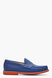 CARVEN Dark Blue Leather Moccasin Lofaers for men