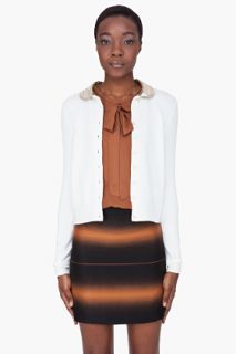 Marc By Marc Jacobs Ivory Leather Collar Mika Cardigan for women