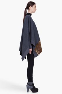 Y 3 Wool Blend Patchwork Poncho for women