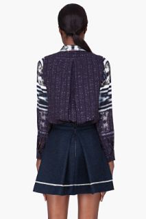 Michael Angel Striped Silk Wool Opulence Blouse for women