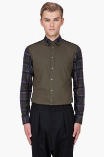 Givenchy Olive Contemporary Plaid Sleeve Shirt for men