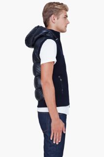 Moncler Navy Knit Front Hooded Vest  for men