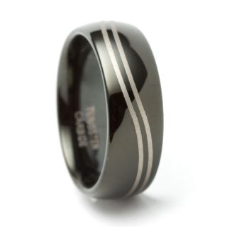 Black Tungsten Carbide Domed Curved Groove Ring (8 mm)