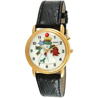 Trax Frosty the Snowman Singing Black Leather Musical Watch Today $35